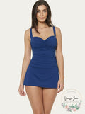 Bleu Rod Beattie Womens  Dress for Success Shirred One Piece Swimsuit,10D/navy