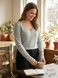 Hippie Rose Juniors Long-Sleeve Henley T-Shirt, Size Large
