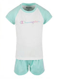 Champion Girls 2PC Mint Green Raglan Shirt Mesh Shorts Set Outfit, 3T