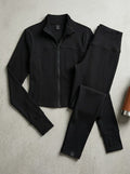 Lviefent Womens Lightweight Full Zip Running Jacket Slim Fit, Black, XL