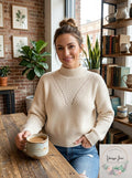 Aqua Cashmere Novelty Stitch Cashmere Mock Neck Sweater