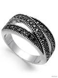 Inc Hematite-Tone Crystal Overlap Stackable Ring , Size 8