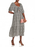 Aqua Bow Front Floral Dress, Size Medium
