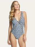 Michael Kors Mini Cherry Blossoms Deep v One Piece Swimsuit Size 4