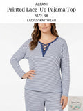 Alfani Printed Lace-Up Pajama Top, Size 3X