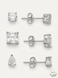 Giani Bernini 3-Pc. Cubic Zirconia Varied Shape Stud Earrings in Sterling Silver