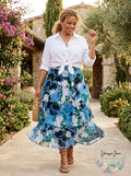 INC International Concepts Plus Size Printed Tiered Skir,t Size 20W