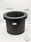 HDPE Flanged Adapter 11 in opening, 15 in Rad. 11 in H