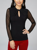 I.n.c. Twist Keyhole Mesh-Sleeve Top Size Large