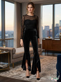 INC International Concepts I.N.C. Velvet Split-Ruffle Leg Pants