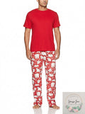 Karen Neuburger Men's Holiday PJ Set Bear Flakes, Red/ Large