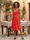 Teeze Me Juniors Bow-Tie Button MIDI Dress - Tangerine, Size 1