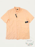 Alfani Mens Lagoon Linen Blend Shirt, - Peachy Keen Size XXL
