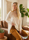 Free People SAHELI TOP Mesh Embroidery Ivory, Size XS