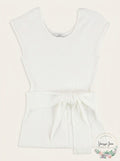 bar III Womens Tie Waist Cap Sleeve Pullover Sweater, White, Size XS