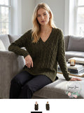 Love By Design Juniors Oversize Cable Pullover Sweater, Olive, Size Medium