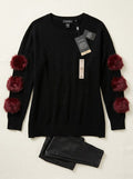 Say What? Trendy Plus Size Faux-Fur Trim Sweater, Size 1X