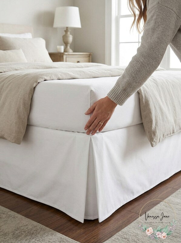 Nautica 15 in. Solid Cotton White Queen Drop Bedskirt