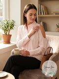 Dkny Women'S Pink Button Down Cold Shoulder Long-Sleeve Blouse Top Shirt, Large