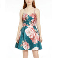 City Studios Juniors Lace-Back Floral-Print Fit & Flare Dress, Size 11