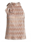 Inc Tie-Neck Shine Halter Top, Size XL
