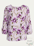 JM Collection Printed Statement-Sleeve Blouse,Size Small