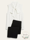 Bar III Bow-Neck Blouse, Size XS