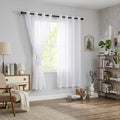 Hiasan White Sheer Curtains for Bedroom With Tiebacks, W52 X L63, 2 Soft Panels