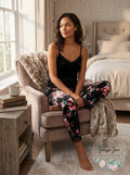 I.n.c. Lace-Trim Printed Velvet Pajama Pants