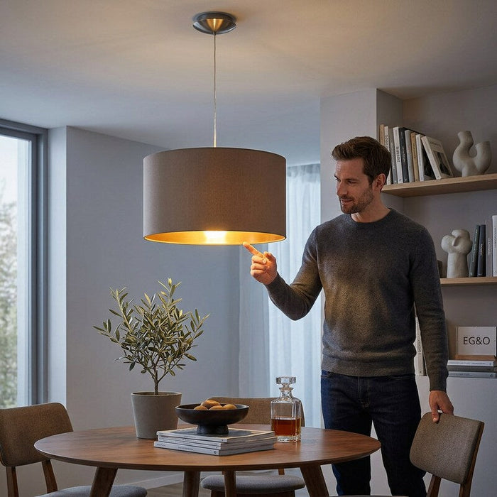 Eglo 1x60W Pendant W/ Satin Nickel Finish and Cappucino and Gold Shade