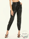 Good American Faux Leather Cargo Jogger Pants, Size 15