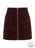 1.State Corduroy Zip-Front Mini Skirt, Size 4