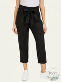 Indigo Rein Womens Juniors Paperbag Pants High Rise Pleated - Black - Small