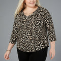 I.N.C. Plus Size Embellished Animal-Print Top, Size 1X
