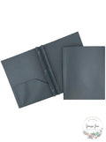 JAM Paper Plastic 2 Pocket Folders with Prongs Grey 6 Pack Durable POP Fold