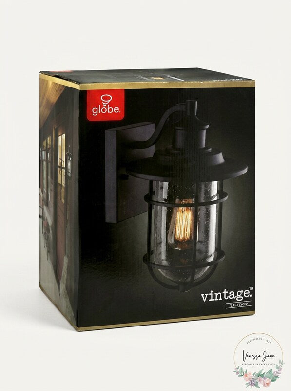 Globe 44308 Vintage Turner Wall Sconce, Natural, Black