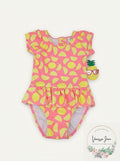 Sol Lemon Ruffle One Piece Bathing Suit in Pink Size 6