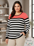 Calvin Klein Plus Size Colorblocked Striped Sweater, Size XL