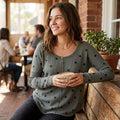 Lucky Brand Womens Slub Casual Long Sleeve Scoop Neck Top, Size XS