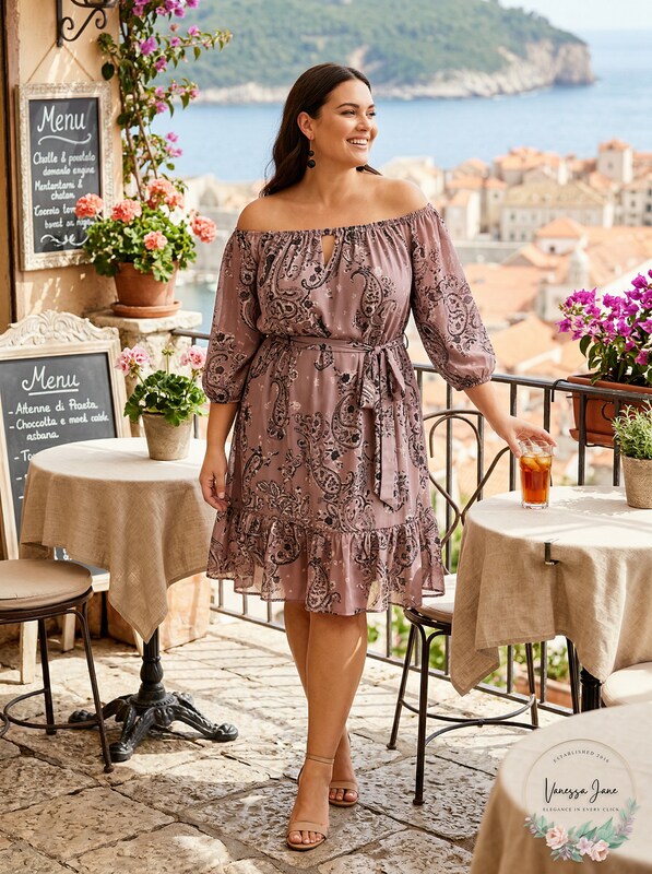 City Chic Trendy Plus Size Printed Off-The-Shoulder Peasant Dress, Size 20W