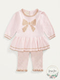 First Impressions Baby Girls Bow Sweater and Striped Tights, Size 12Months