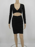 Fashion Nova Fashion Sexy Womens Two Piece Crop Top Mini Skirt Set Small