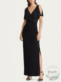 Lauren Ralph Lauren Cold-Shoulder Jersey Gown, Size 8
