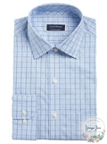 Club Room Mens Classic Fit Windowpane Dress Shirt, Blue 17 1/2