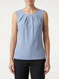 Dkny Womens Pleated Neck Sleeveless Blouse Top - Medium