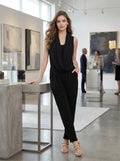 Bar III Women's Sleeveless Draped Jumpsuit, Black, Size Small