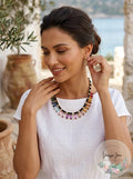 I.n.c. Gold-Tone Multicolor Crystal Velvet-Woven Statement Necklace, 18 + 3