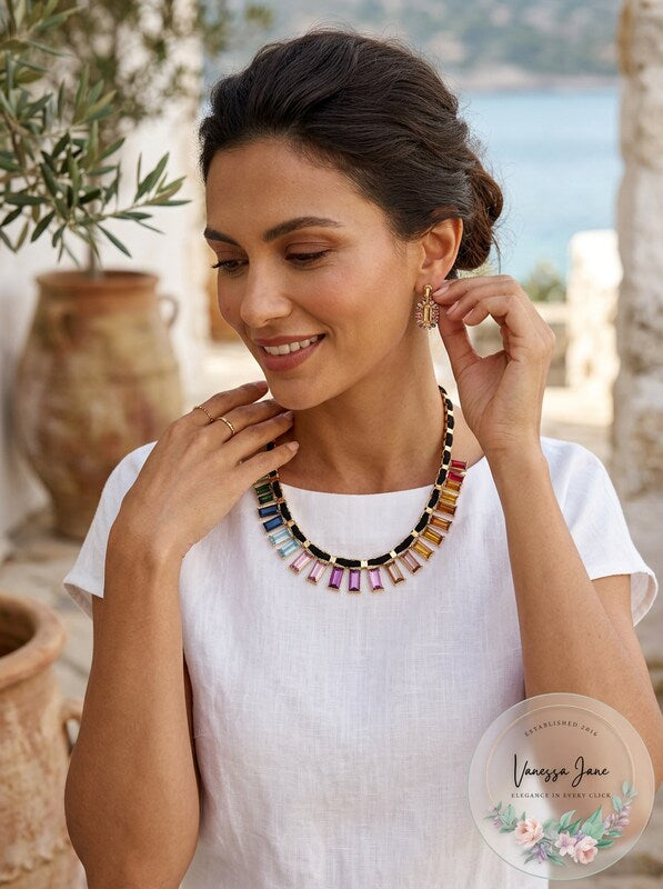 I.n.c. Gold-Tone Multicolor Crystal Velvet-Woven Statement Necklace, 18 + 3