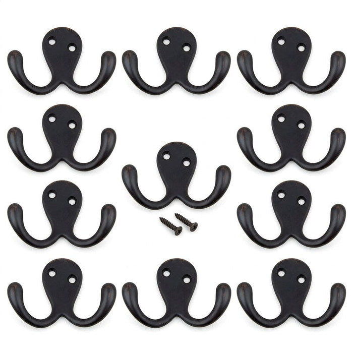 Lot 10 GlideRite Hardware Cabinet Octopus Double Hook, 2, Oil Rubbed Bronze