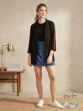 Almost Famous Juniors Stripe-Sleeved Jacket, Size Medium